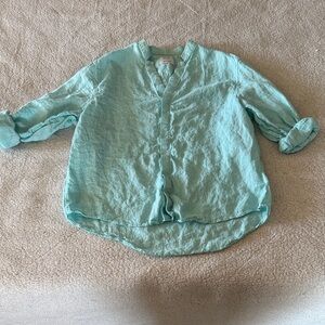 Baird Mcnutt Murano Turquoise Linen Button Down Shirt